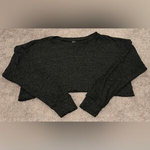 Wild Fable Women’s Cropped Long Sleeve Dark Gray Sweater Size Small